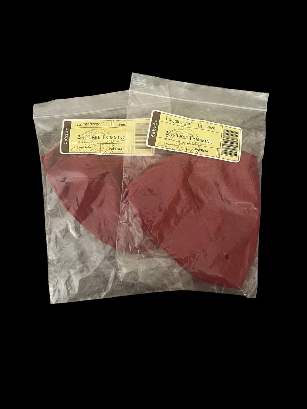 Longaberger 2011 Tree Trimming Basket Fabric Liner Paprika #24057 - Lot of 2